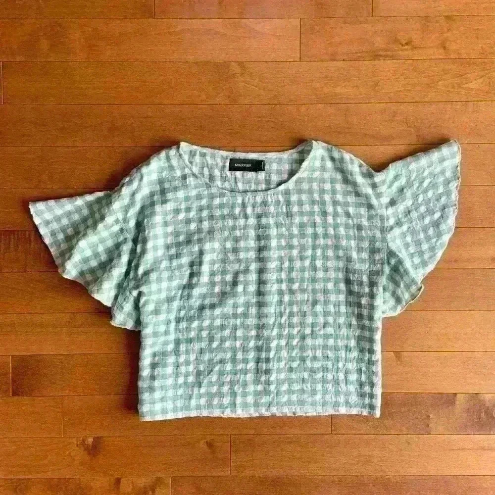 MINKPINK | Gingham short sleeve box top size L (fits small to med)